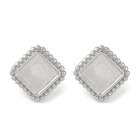 304 Stainless Steel Square Stud Earrings EJEW-D281-07S-1