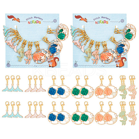Ocean Theme Mermaid/Shell Pendant Stitch Markers HJEW-AB00417-1