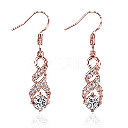 Brass Cubic Zirconia Dangle Earrings EJEW-BB31722-1