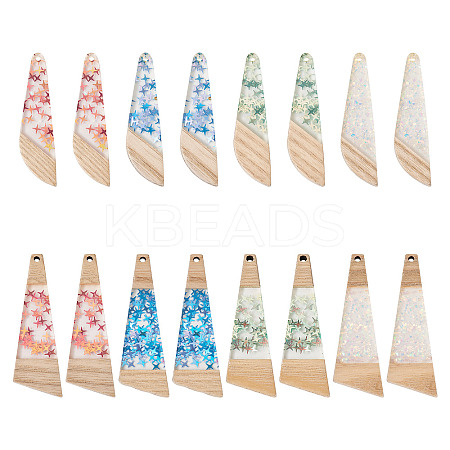 16Pcs 8 Style Wooden Pendants FIND-TA0005-89-1