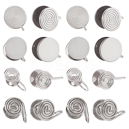 16Pcs 4 Styles Brass & 304 Stainless Steel Cuff Earrings EJEW-HS0001-18P-1