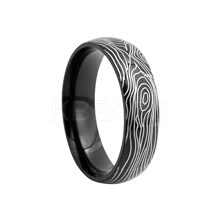 Annual Ring Pattern 201 Stainless Steel Finger Rings FS-WG7658E-04-1