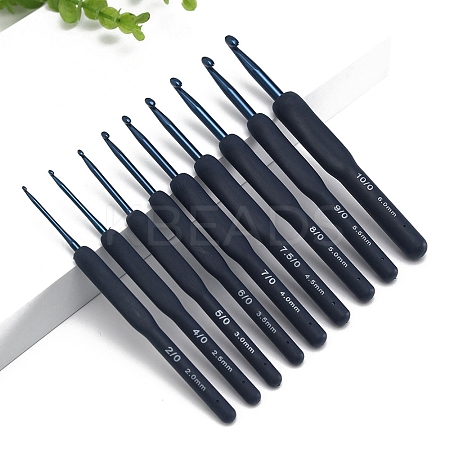 9Pcs Aluminum Diverse Size Crochet Hooks Set PW-WG52630-01-1