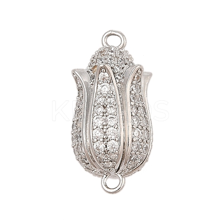 Brass Micro Pave Clear Cubic Zirconia Magnetic Clasps KK-L223-023P-1