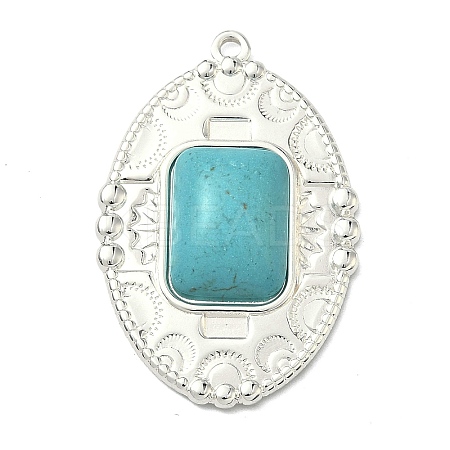 304 Stainless Steel with Dyed Synthetic Turquoise Pendants STAS-G374-05S-08-1