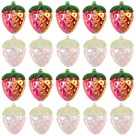 30Pcs 2 Colors Electroplate Opaque Acrylic Pendants PACR-SC0001-09-1