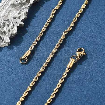 304 Stainless Steel Rope Chain Necklaces NJEW-E026-09G-1