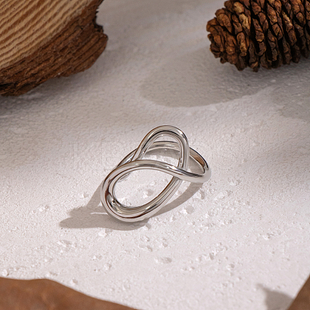 Hollow 304 Stainless Steel Finger Rings for Women KP9644-2-1