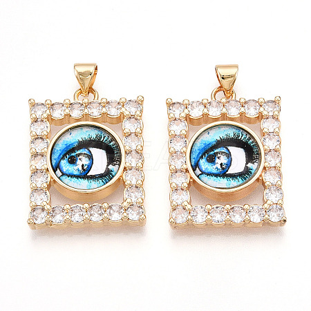 Brass Micro Pave Clear Cubic Zirconia Pendants for Women KK-T070-91A-07-1