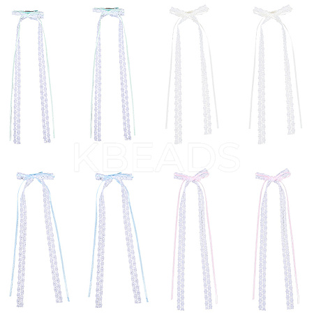 8Pcs 4 Colors Lace Bowknot Polyester Alligator Hair Clips PHAR-CY0001-01-1