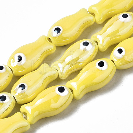 Handmade Porcelain Ceramic Beads Strands PORC-T006-03L-1