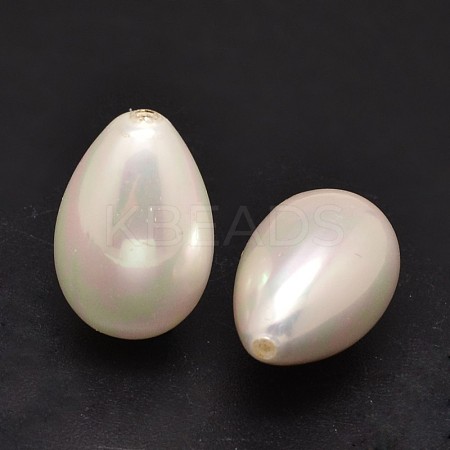 Half Drilled Teardrop Shell Pearl Beads X-BSHE-M005-09I-1