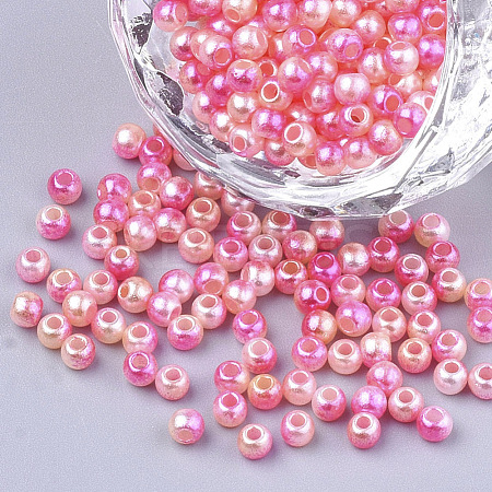 Rainbow ABS Plastic Imitation Pearl Beads OACR-Q174-12mm-04-1