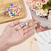50Pcs 10 Colors Handmade Polymer Clay Flower Iron Head Pins DIY-AB00042-3