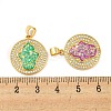 Brass Pendants Micro Pave Cubic Zirconia with Synthetic Opal KK-K356-01G-3