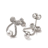 Bowknot Brass Micro Pave Clear Cubic Zirconia Stud Earrings EJEW-A040-01P-2