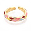 Brass and Enamel Cuff Rings for Women KK-T071-83G-2