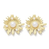 Brass ABS Imitation Pearl Stud Earrings EJEW-M082-06G-2