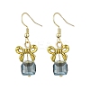 3 Pairs 3 Colors Alloy & Glass Dangle Earrings EJEW-JE06361-3