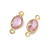 Brass Plum Cubic Zirconia Connector Charms KK-T070-09G-02-2