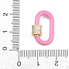 Oval Brass Micro Pave Clear Cubic Zirconia Screw Carabiner Clasps KK-B167-01A-02G-3