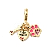 Brass Micro Pave Camellia Cubic Zirconia European Dangle Charms KK-F904-09G-1