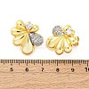 Flower Brass Micro Pave Clear Cubic Zirconia Stud Earrings EJEW-H158-12GP-5