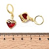 Heart Brass Glass Hoop Earrings EJEW-P333-09D-G-5