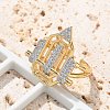 Brass Micro Pave Clear Cubic Zirconia Cuff Finger Rings for Women RJEW-U033-01GP-3