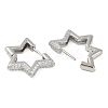 Rack Plating Star Brass Micro Pave Cubic Zirconia Hoop Earrings EJEW-Z059-15P-01-1