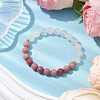 8mm Round Natural Quartz Crystal & Rhodochrosite Beaded Stretch Bracelets for Women BJEW-JB10700-2