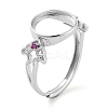 Flat Round Adjustable 925 Sterling Silver Ring Components STER-G042-01P-1