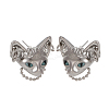 Brass with Stainless Steel & Cadet Blue Enamel Stud Earrings KK-OY001-43G-1