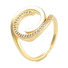 Rack Plating Brass Micro Pave Cubic Zirconia Open Cuff Rings for Women RJEW-Z059-31G-1
