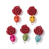 5Pcs 5 Colors Synthetic Coral & Turquoise Dyed Flower Skull Connector Charms PALLOY-JF02783-1