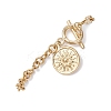 Flat Round with Sun 201 Stainless Steel Charm Bracelets BJEW-JB12679-3