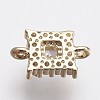 Brass Micro Pave Cubic Zirconia Links ZIRC-F084-53G-2