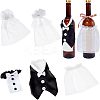 2 Sets 2 Style Organza & Cloth Bride and Groom Wine Bottle Cover AJEW-CA0002-44-1
