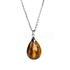 Natural Tiger Eye Teardrop Pendant Necklaces LS-PW-WG17918-05-2