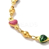 304 Stainless Steel Enamel Colorful Heart Link Chains Bracelets for Women LS-BJEW-B079-01G-2