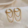 304 Stainless Steel Double Chain Tassel Hoop Earrings for Women MX0764-2