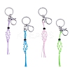 4Pcs  4 Colors Macrame Fringe Braided Keychain AJEW-SW00014-02-1