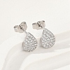 Teardrop Brass Micro Pave Clear Cubic Zirconia Stud Earrings EJEW-Z091-01P-2
