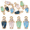 8Pcs 4 Colors Brass Micro Pave Cubic Zirconia Pendants KK-TA0002-18-1