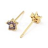 Cubic Zirconia Flower Stud Earrings EJEW-C035-15G-03-2