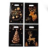 50Pcs 4 Styles Christmas Gold Deer Printed OPP Cellophane Packaging Bags with Die Hole Handles ABAG-C013-08-3