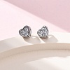 Clear Cubic Zirconia Heart Stud Earrings EJEW-K093-24P-1