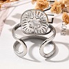 Square with Sun 304 Stainless Steel Open Cuff Rings for Women RJEW-M046-01P-5