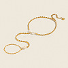 Natural Freshwater Pearl 304 Stainless Steel Rice Bead Hand Chain Ring Bracelets for Women PW2633-1