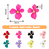 8 Pairs 8 Colors Steel Flower Stud Earrings Set with Alloy Pins for Women EJEW-FI0001-58-2